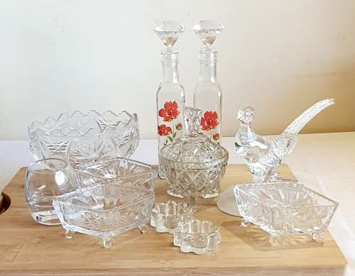 Lot of 9 Assorted Cut and Uncut Glass Items From Crystal D` Arc to Tea Light Holders - 1 Bid for ALL