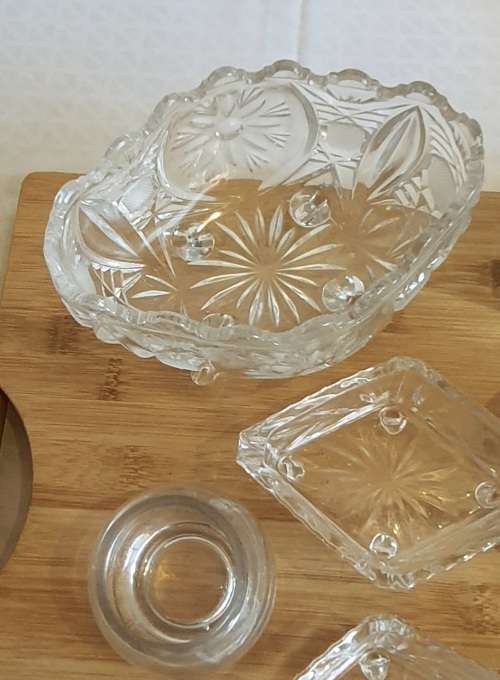 Lot of 9 Assorted Cut and Uncut Glass Items From Crystal D` Arc to Tea Light Holders - 1 Bid for ALL