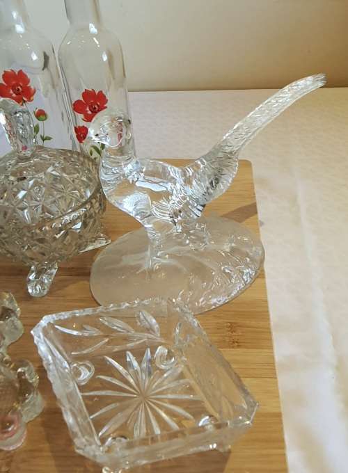 Lot of 9 Assorted Cut and Uncut Glass Items From Crystal D` Arc to Tea Light Holders - 1 Bid for ALL