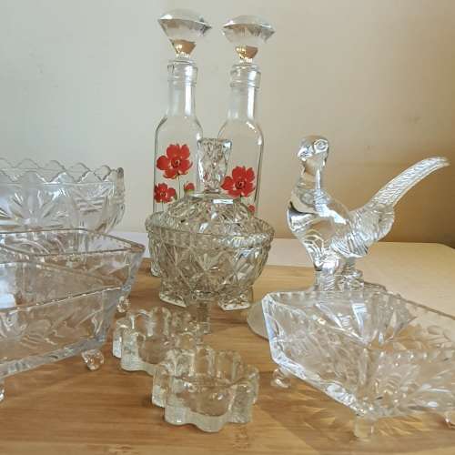 Lot of 9 Assorted Cut and Uncut Glass Items From Crystal D` Arc to Tea Light Holders - 1 Bid for ALL