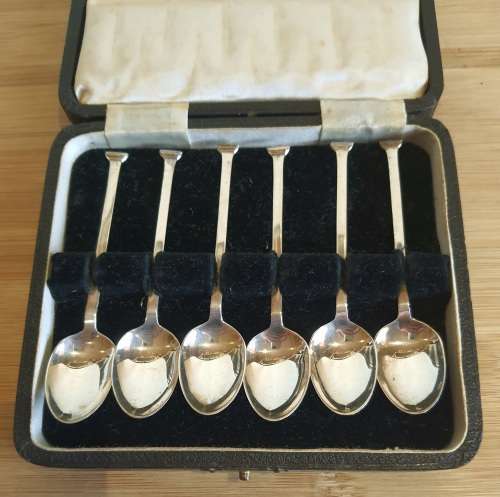 Boxed Set of Birmingham Sterling Silver Spoons, Purcell Bros, 1937 - Hall Marked