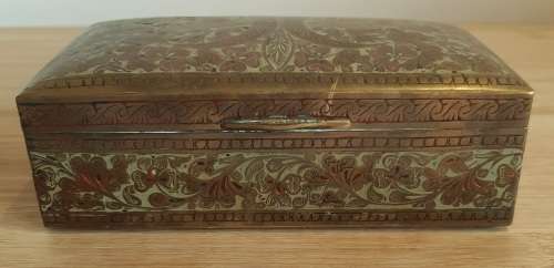 Incredible Brass with Intricate Hand Painted Enamel Detailing Trinket Box