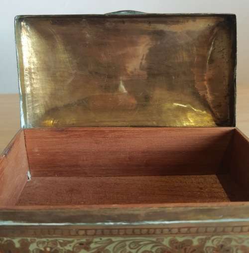 Incredible Brass with Intricate Hand Painted Enamel Detailing Trinket Box