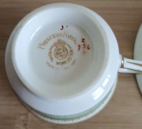 Hard to Find - Royal Worcester Demitasse Duo - Princess Royal c.30`s - Marked