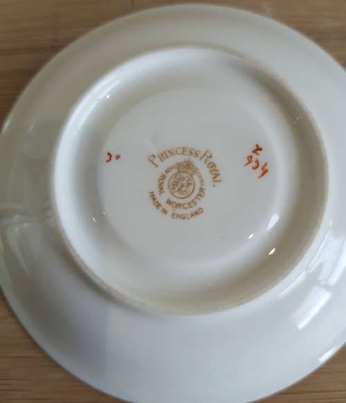 Hard to Find - Royal Worcester Demitasse Duo - Princess Royal c.30`s - Marked