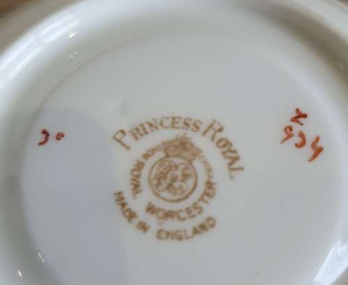 Hard to Find - Royal Worcester Demitasse Duo - Princess Royal c.30`s - Marked