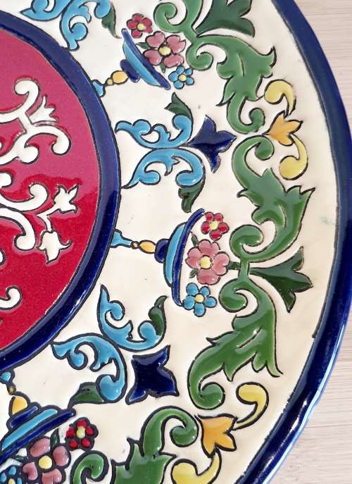 Highly Decorative Enamel Plate in the Style of Iznik from Istanbul