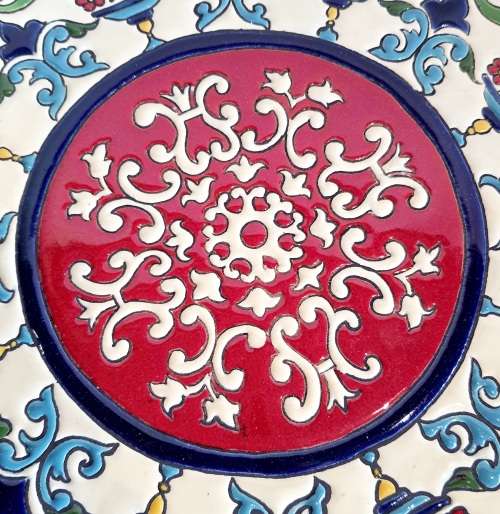 Highly Decorative Enamel Plate in the Style of Iznik from Istanbul