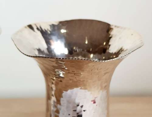 Antique Pair of Hammered EPNS Vases From England - Marked