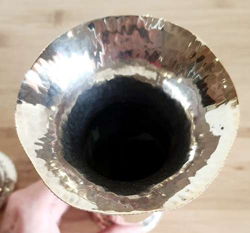 Antique Pair of Hammered EPNS Vases From England - Marked