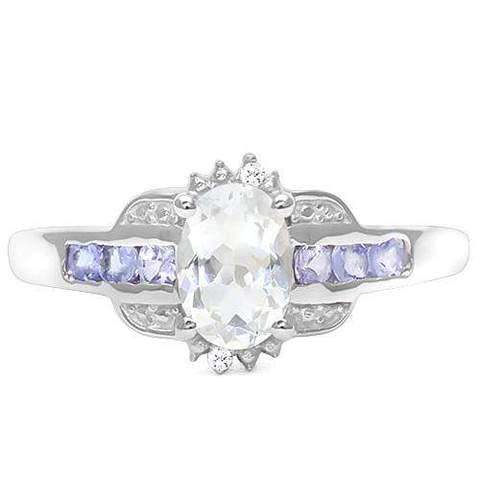 Closing down Sale - Genuine Aquamarine, Tanzanite and Diamond 925 SOLID Sterling Silver Ring #7