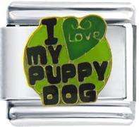 Italian Charms & Bracelets - Enamel - I LOVE MY PUPPY DOG