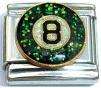 Italian Charms & Bracelets - Enamel -  POOL 8 BALL