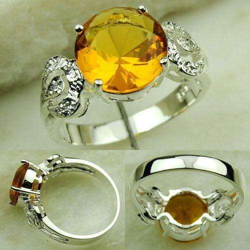 ABSOLUTELY GLORIOUS BRAZILIAN CITIRINE 925 SILVER RING #7 (HALLMARKED)