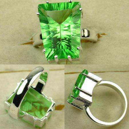 BRUNCH TIME BARGAINS - ABSOLUTELY STUNNING Green Quartz Ring # 7 925 SILVER (HALLMARKED)