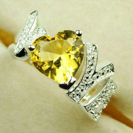 925 SILVER LATEST FASHION "LOVE" CITRINE GEMSTONE ring #8 (HALLMARKED)