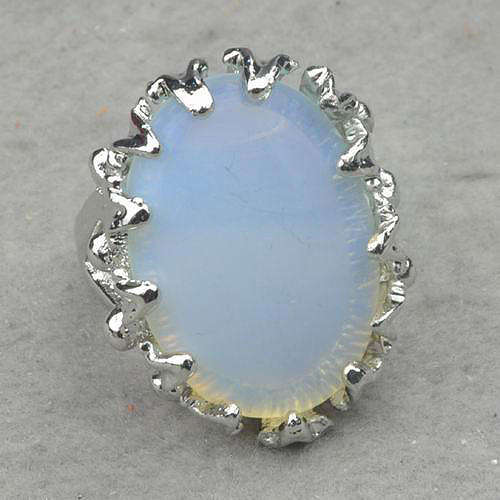 EXCEPTIONAL AND HUGE NATURAL MOONSTONE #8 SILVER RING
