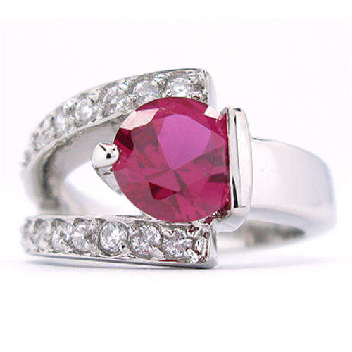 UNUSUAL AND STUNNING RED RUBY 18K WHITE GOLD GP RING - 8 Q