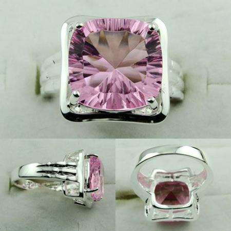 GORGEOUS 925 SILVER PINK TOPAZ GEMSTONE ring #7