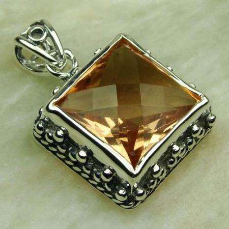 GLOWING 925 SILVER MORGANITE GEMSTONE PENDANT 1.2"