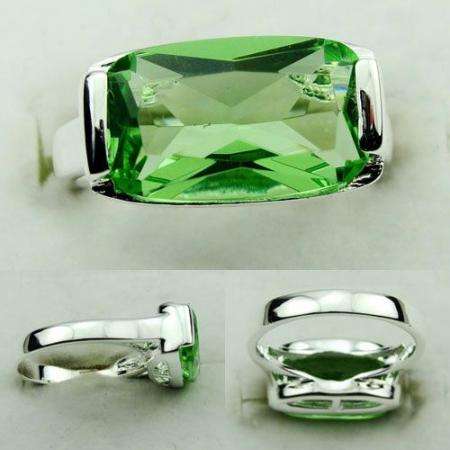 ADAMANTINE 925 SILVER GREEN QUARTZ GEMSTONE ring #8