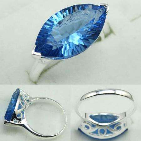 TOTALLY LAVISH 925 SILVER SWISS BLUE TOPAZ GEMSTONE ring #7
