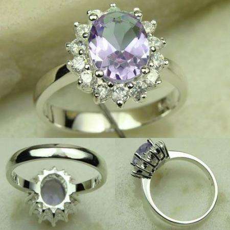 MAGNIFICENT 925 SILVER LIGHT PURPLE AMETHYST GEMSTONE ring #7