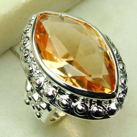 ASTOUNDING SIZE AND LUSTRE 925 SILVER LIGHT BROWN TOPAZ GEMSTONE ring #8