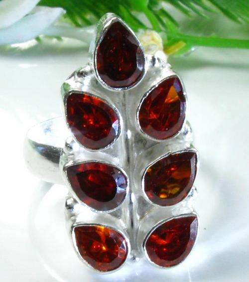 NATURAL ORANGE QUARTZ 925 SILVER RING SIZE 8 1/2; K3314