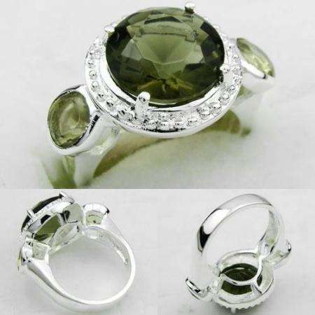 925 SILVER FASHION SMOKY QUARTZ GEMSTONE ring #7