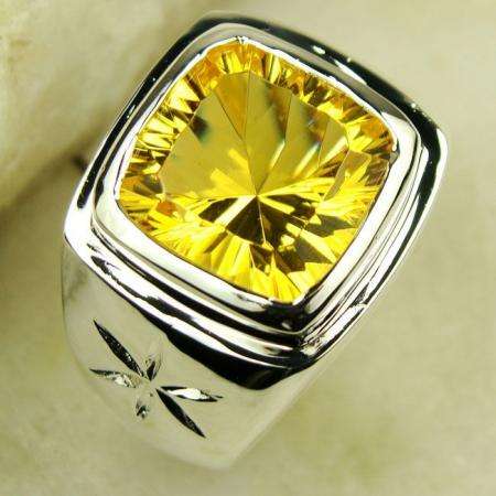 TOTALLY LAVISH 925 SILVER YELLOW CITRINE GEMSTONE ring #8
