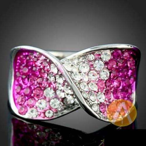 BE THE BELLE OF THE BALL #9 Pink and White Topaz 18K White Gold GP Ring