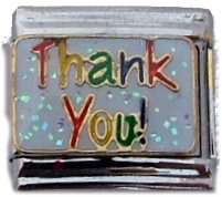 Italian Charms 9mm - Fits Nomination - Enamel - THANK YOU