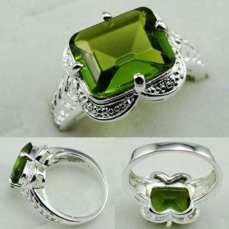 925 SILVER FASHION PERIDOT GREEN QUARTZ GEMSTONE ring #7