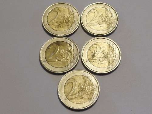 Two Euro coin set (five coins), Europe, Circulated -  As per image - Bid per coin!
