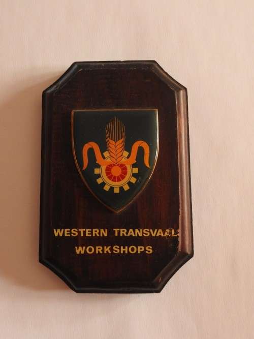 SADF Quatermaster General Western Tvl Workshops Plaque