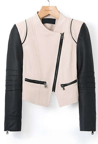 Leather sleeves crop Jacket