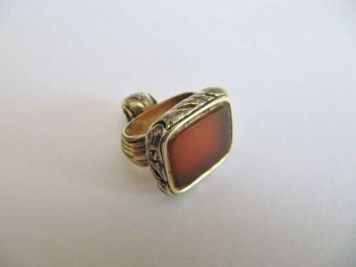 SUPER RARE! Rolled Gold Fob Seal with Carnelian Stone