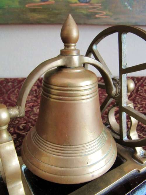 Superb! Brass Table Bell on Wooden Stand