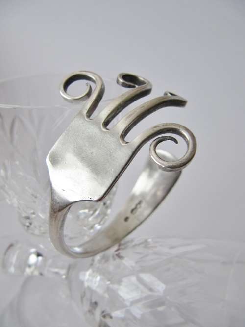 Antique (c1928) Dutch Solid Silver Fork Bangle