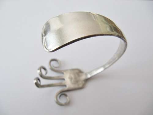 Antique (c1928) Dutch Solid Silver Fork Bangle