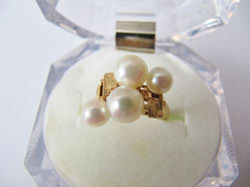 Vintage 14K Gold & Genuine Pearl Ring
