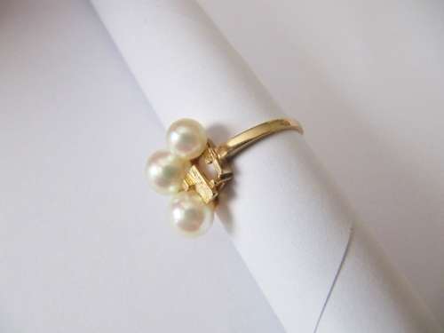 Vintage 14K Gold & Genuine Pearl Ring