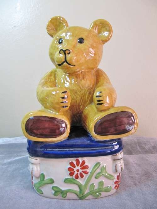 Lovely Large Hand-Painted Ceramic Teddy Figurine