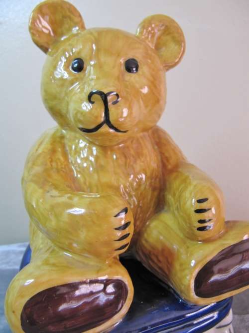 Lovely Large Hand-Painted Ceramic Teddy Figurine