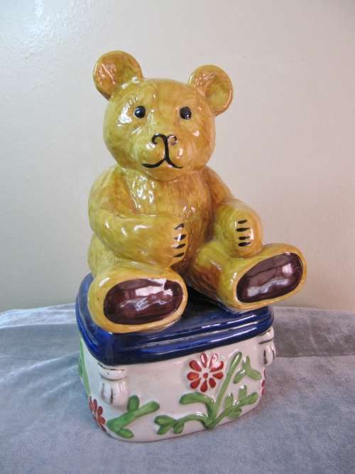Lovely Large Hand-Painted Ceramic Teddy Figurine
