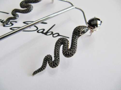 Designer Thomas Sabo Sterling Silver Black Snake Earrings