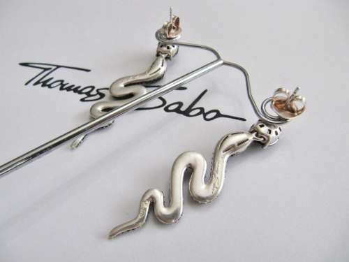 Designer Thomas Sabo Sterling Silver Black Snake Earrings