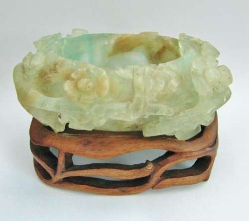 Rare! Antique Chinese Carved Quartz Brush Washer Bowl
