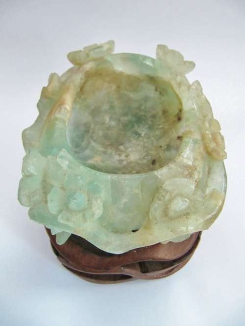 Rare! Antique Chinese Carved Quartz Brush Washer Bowl